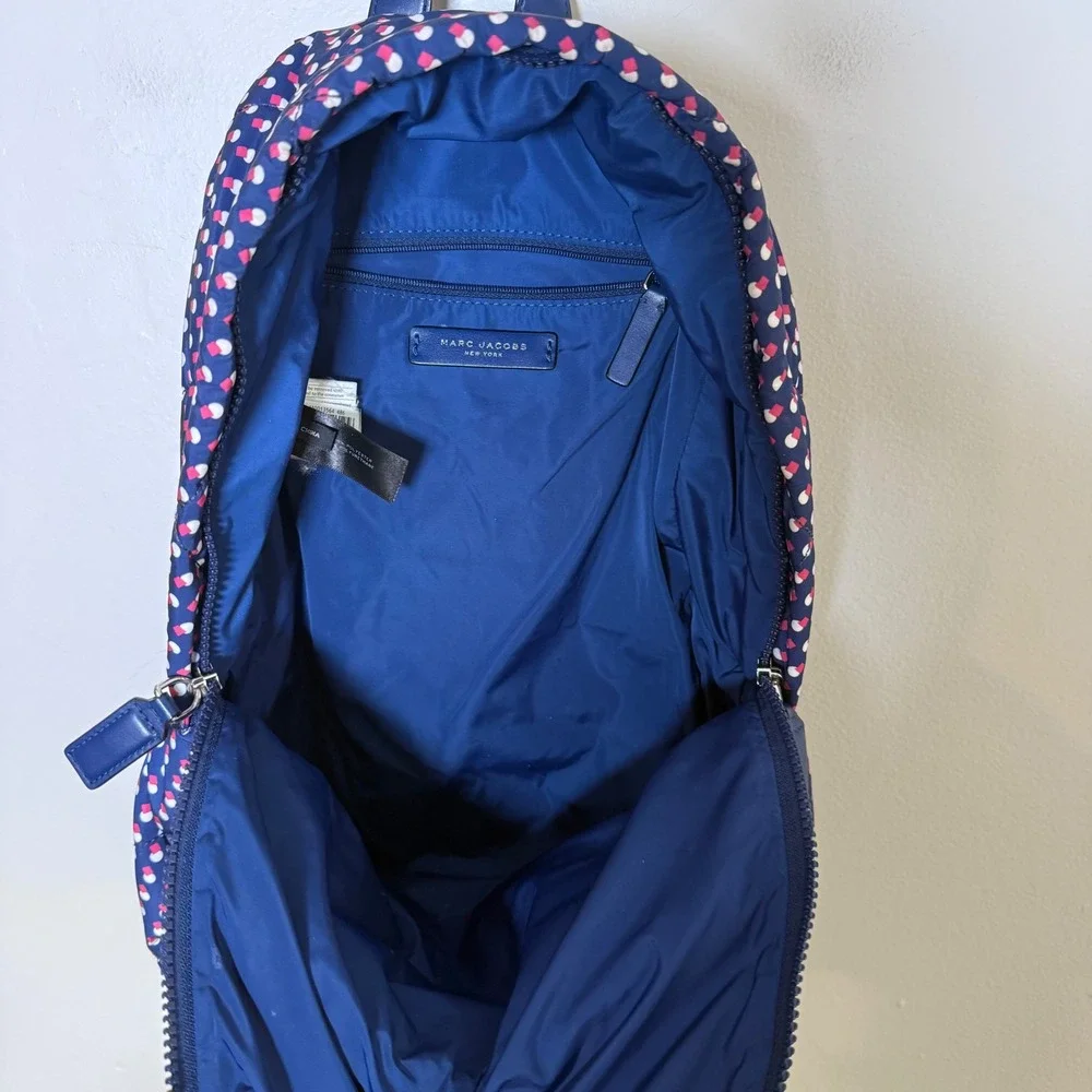 Marc Jacobs M0013564 Quilted Polka Dot Large Backpack Size Large Navy Blue Multi